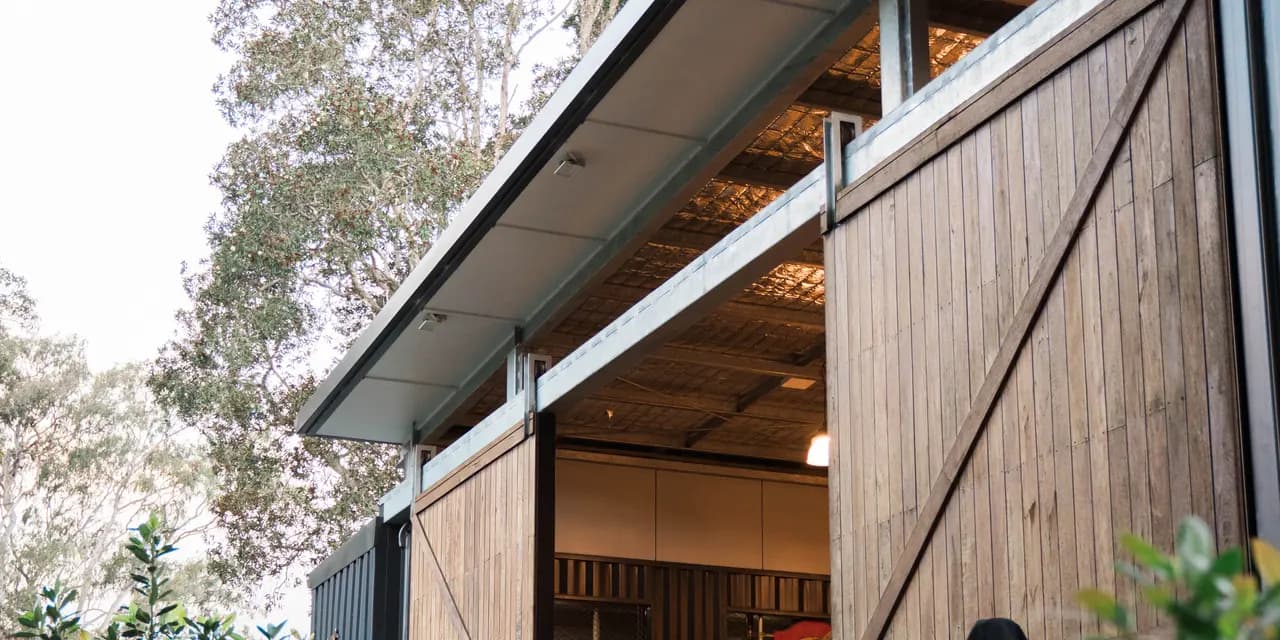 Barn doors and string lights across The 383 venue